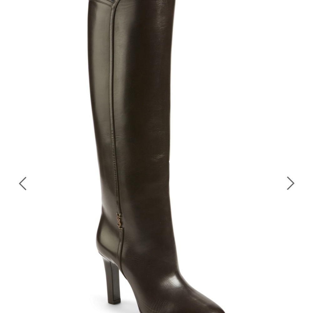 Yves Saint Laurent Tall Over-the-Knee Leather Boots in Dark Brown